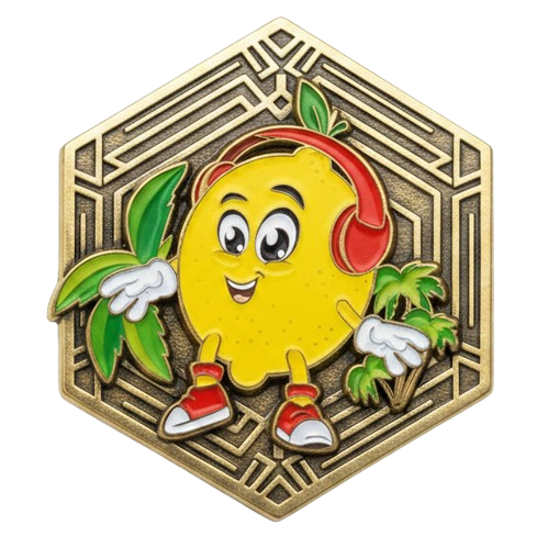 Odznaka wyzwania Easy Peasy Lemon Squeezy Marathon - żółta odznaka z motywem cytryny